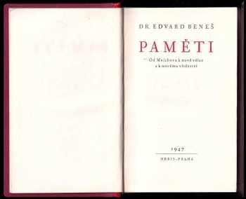 Edvard Beneš: Paměti