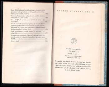 Edvard Beneš: Paměti