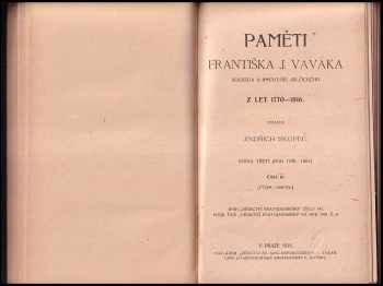 František Jan Vavák: Paměti Františka J. Vaváka, souseda a rychtáře Milčického z let 1770-1816