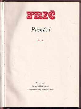 Josef Václav Frič: Paměti