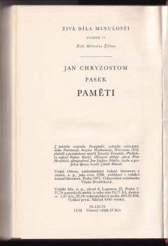 Jan Chryzostom Pasek: Paměti