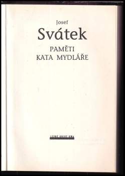 Josef Svátek: Paměti kata Mydláře