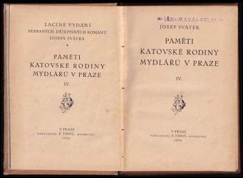 Josef Svátek: Paměti katovské rodiny Mydlářů v Praze