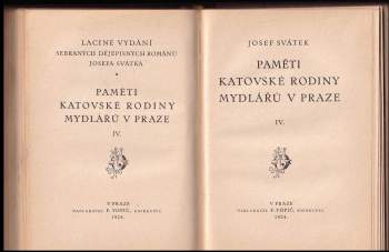 Josef Svátek: Paměti katovské rodiny Mydlářů v Praze