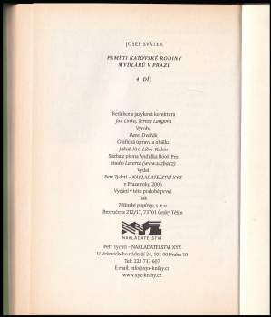 Josef Svátek: Paměti katovské rodiny Mydlářů v Praze