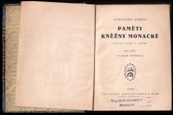 Alexandre Dumas: Paměti kněžny Monacké