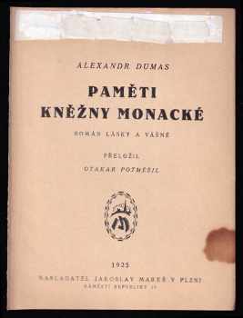 Alexandre Dumas: Paměti kněžny Monacké