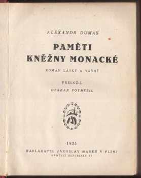 Alexandre Dumas: Paměti kněžny Monacké
