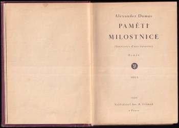 Alexandre Dumas: Paměti milostnice