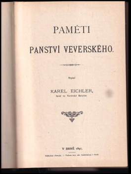 Karel Eichler: Paměti panství veverského