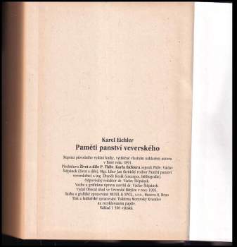 Karel Eichler: Paměti panství veverského