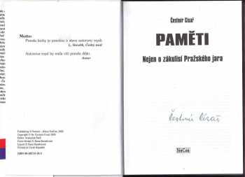 Čestmír Císař: Paměti