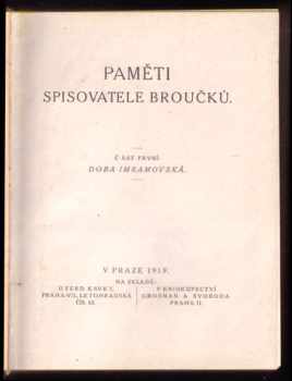 Jan Karafiát: Paměti spisovatele Broučků
