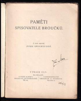 Jan Karafiát: Paměti spisovatele Broučků
