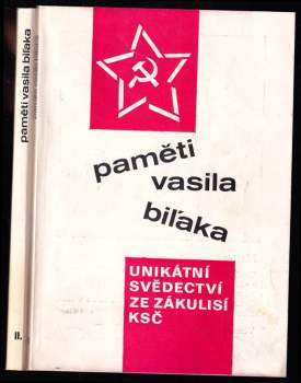 Vasil Biľak: Paměti Vasila Biľaka