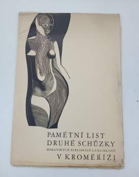 Pamětní list druhé schůzky moravských bibliofilů a exlibristů v Kroměříži 12.V.1929