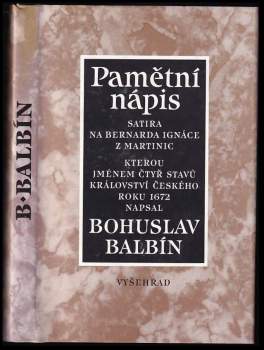 Bohuslav Balbín: Pamětní nápis Bernardu Ignácovi z Martinic