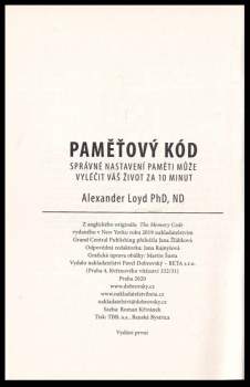 Alexander Loyd: Paměťový kód