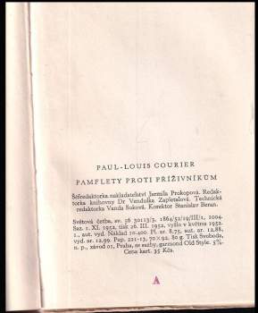 Paul-Louis Courier: Pamflety proti příživníkům