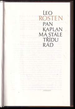 Leo Calvin Rosten: Pan Kaplan má stále třídu rád