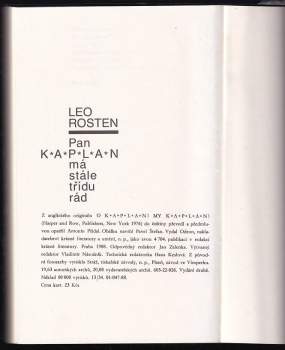 Leo Calvin Rosten: Pan Kaplan má stále třídu rád
