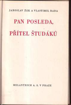 Vlastimil Rada: Pan Posleda, přítel študáků