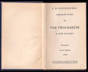 Fedor Michajlovič Dostojevskij: Pan Procharčin a jiné povídky