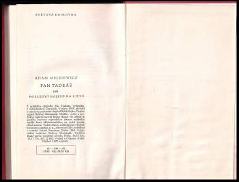 Adam Mickiewicz: Pan Tadeáš čili Poslední nájezd na Litvě