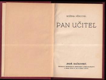 Božena Němcová: Pan učitel, Chudí lidé