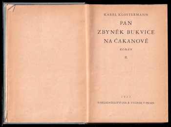 Karel Klostermann: Pan Zbyněk Bukvice na Čakanově