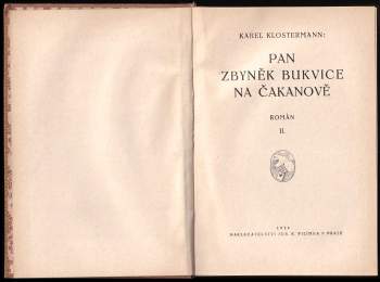 Karel Klostermann: Pan Zbyněk Bukvice na Čakanově