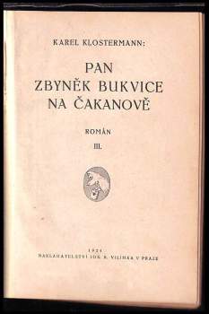 Karel Klostermann: Pan Zbyněk Bukvice na Čakanově