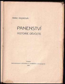Marie Majerová: Panenství