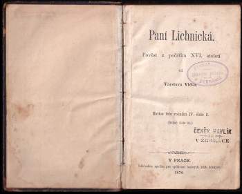 Václav Vlček: Paní Lichnická