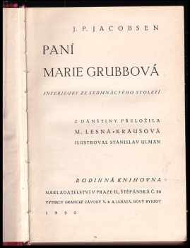 Jens Peter Jacobsen: Paní Marie Grubbová