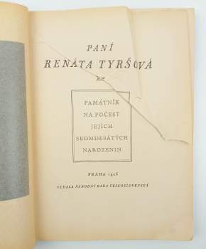 Miroslav Tyrš: Paní Renáta Tyršová