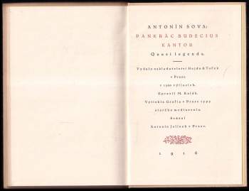 Antonín Sova: Pankrác Budecius, kantor