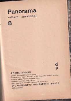 Panorama - kulturní zpravodaj VIII.: Praha 1930-1931