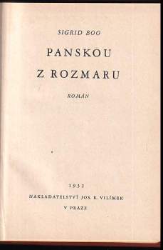 Sigrid Boo: Panskou z rozmaru
