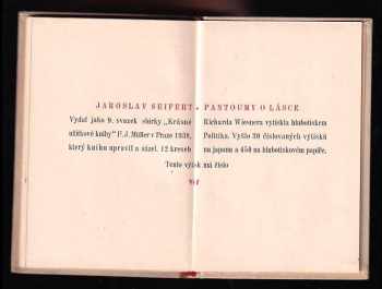 Jaroslav Seifert: Pantoumy o lásce