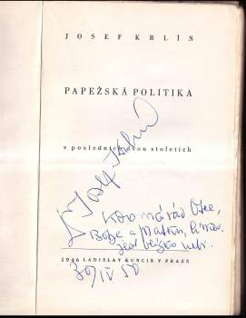 Josef Krlín: Papežská politika v posledních dvou stoletích