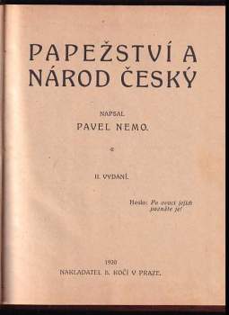 Pavel Nemo: Papežství a národ český