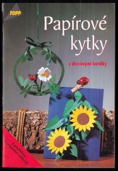 Papírové kytky s dřevěnými korálky