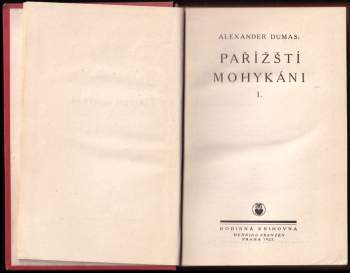 Alexandre Dumas: Pařížští Mohykáni