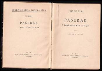 Josef Šír: Pašerák a jiné obrazy z hor