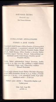 Guillaume Apollinaire: Pásmo a jiné verše