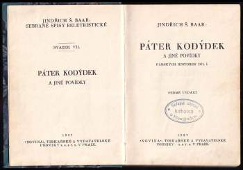 Jindřich Šimon Baar: Páter Kodýdek a jiné povídky