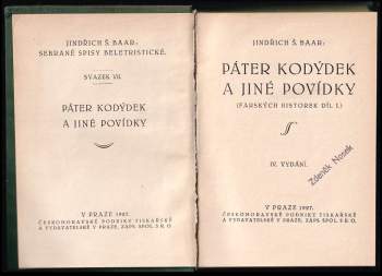 Jindřich Šimon Baar: Páter Kodýtek a jiné povídky