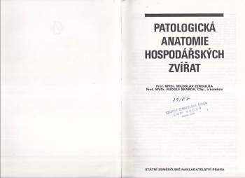 Rudolf Škarda: Patologická anatomie hospodářských zvířat
