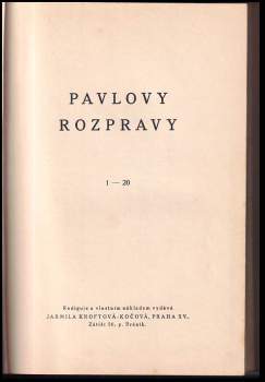 Bedřich Kočí: Pavlovy rozpravy